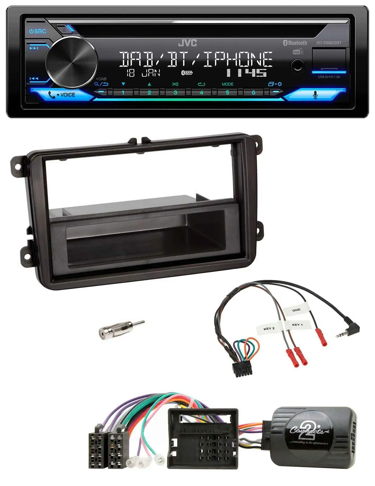 JVC Bluetooth Lenkrad USB DAB CD Autoradio für Skoda Fabia 5J 2007-2014
