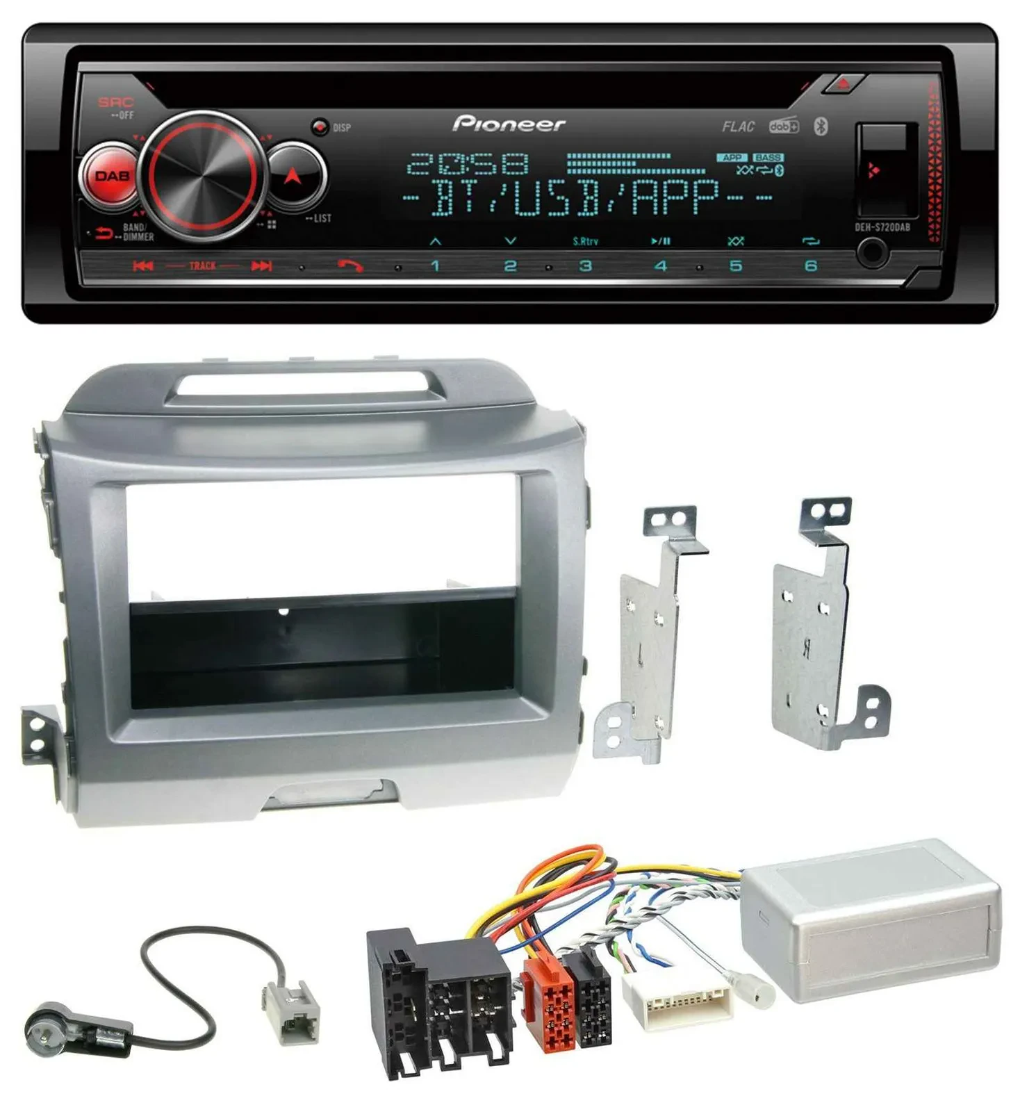 Pioneer Lenkrad DAB CD Bluetooth USB Autoradio für Kia Sportage 3 10-15 Navi sil