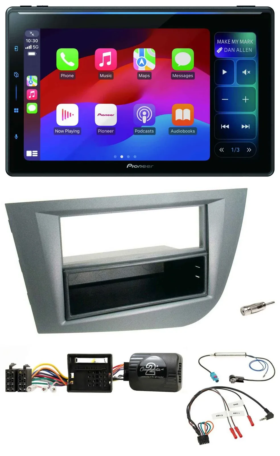 Pioneer Bluetooth DAB Lenkrad USB Autoradio für Seat Leon 2005-2010 dunkelgrau m