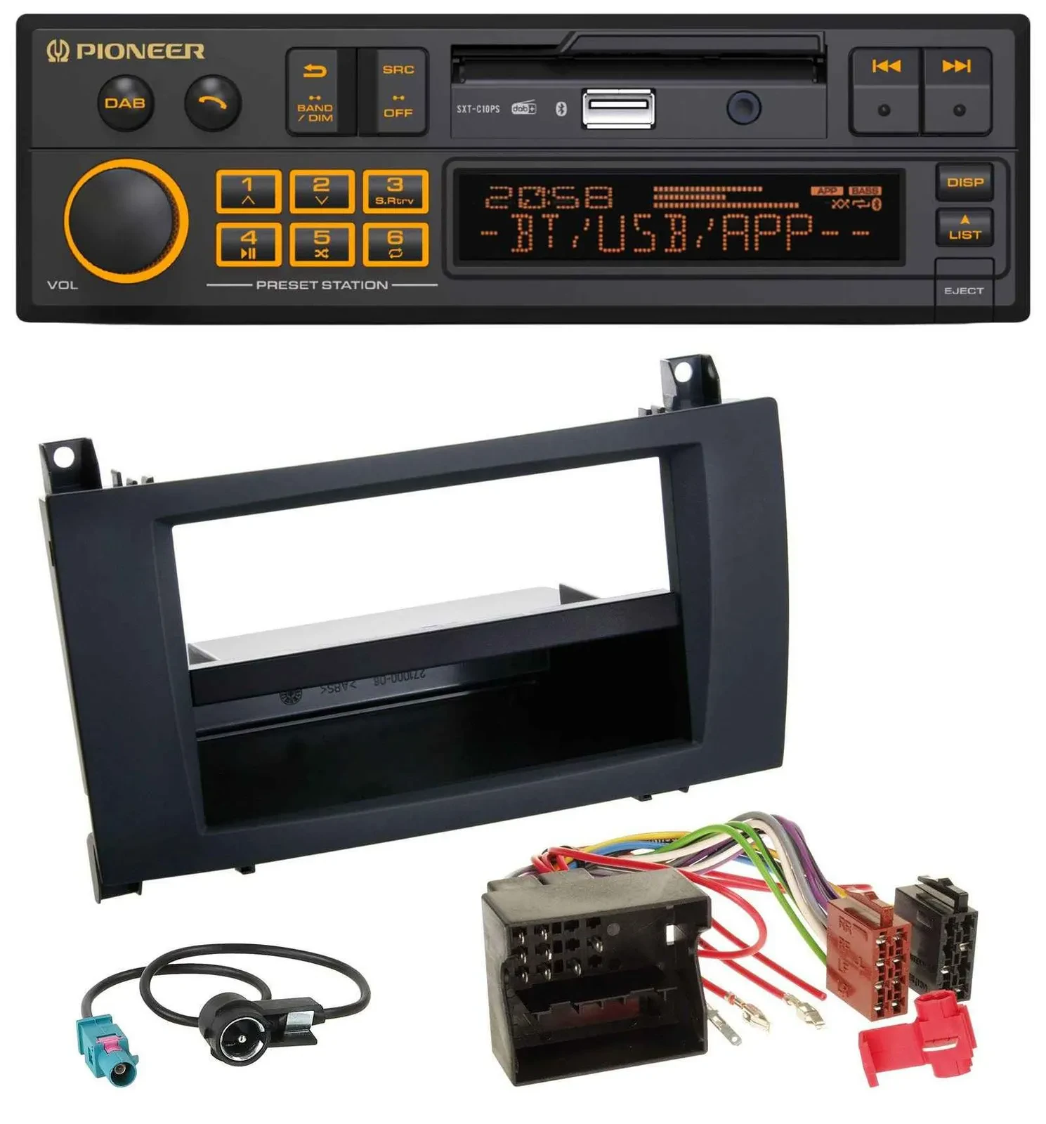 Pioneer DAB MP3 USB Bluetooth Autoradio für Mercedes SLK (R171, 2004-2011)