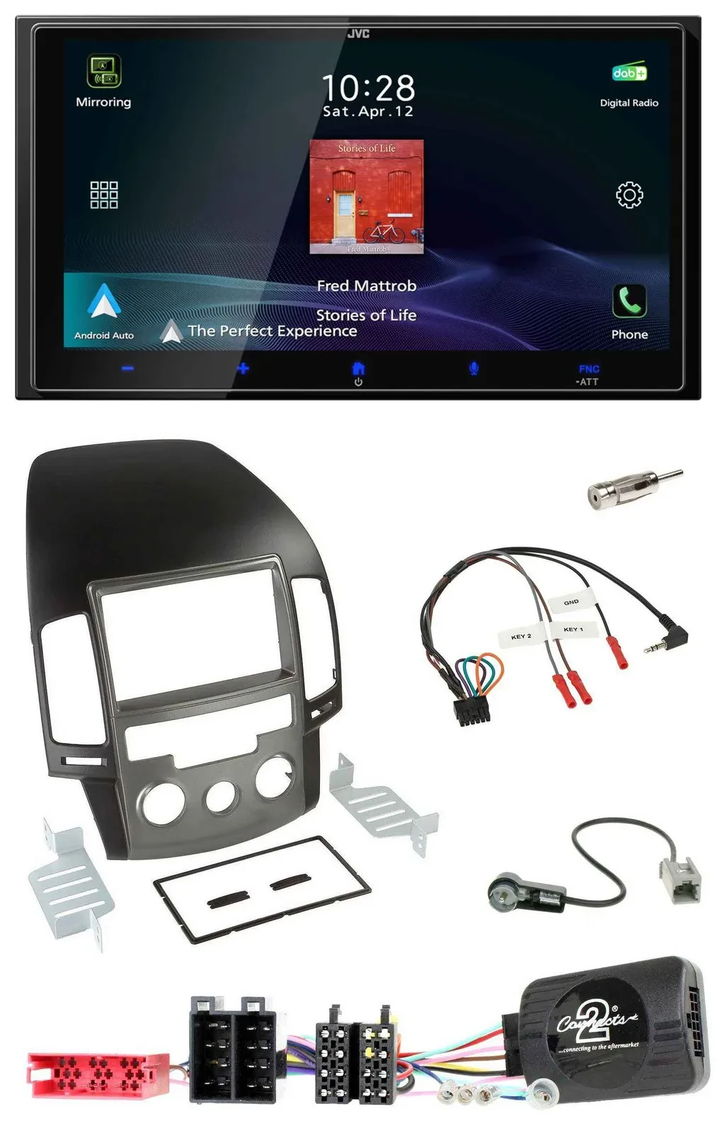 JVC USB Bluetooth 2DIN DAB Lenkrad Autoradio für Hyundai i30 ab 2009