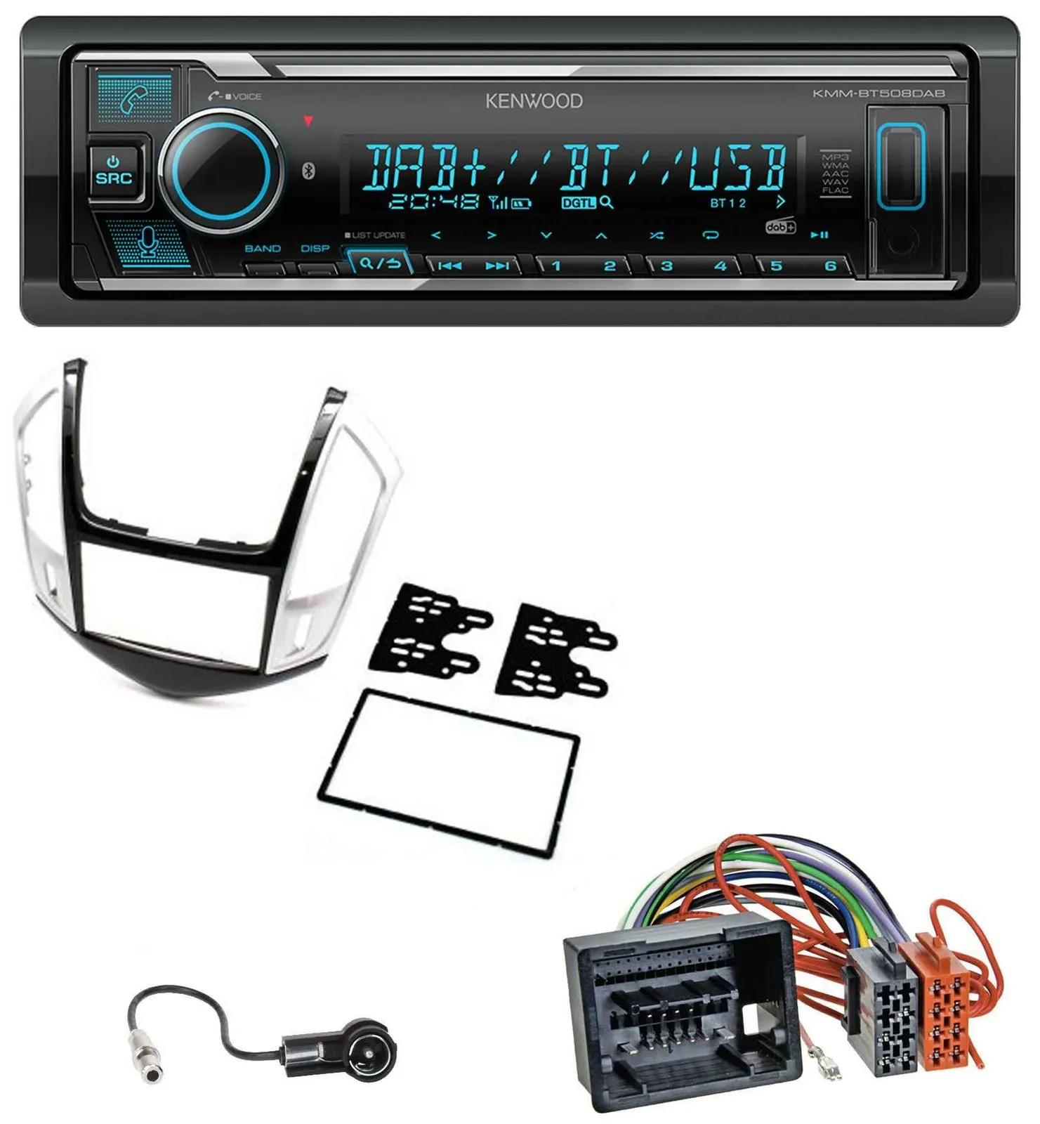 Kenwood Bluetooth MP3 DAB USB Autoradio für Chevrolet Cruze 2011-2016 silber