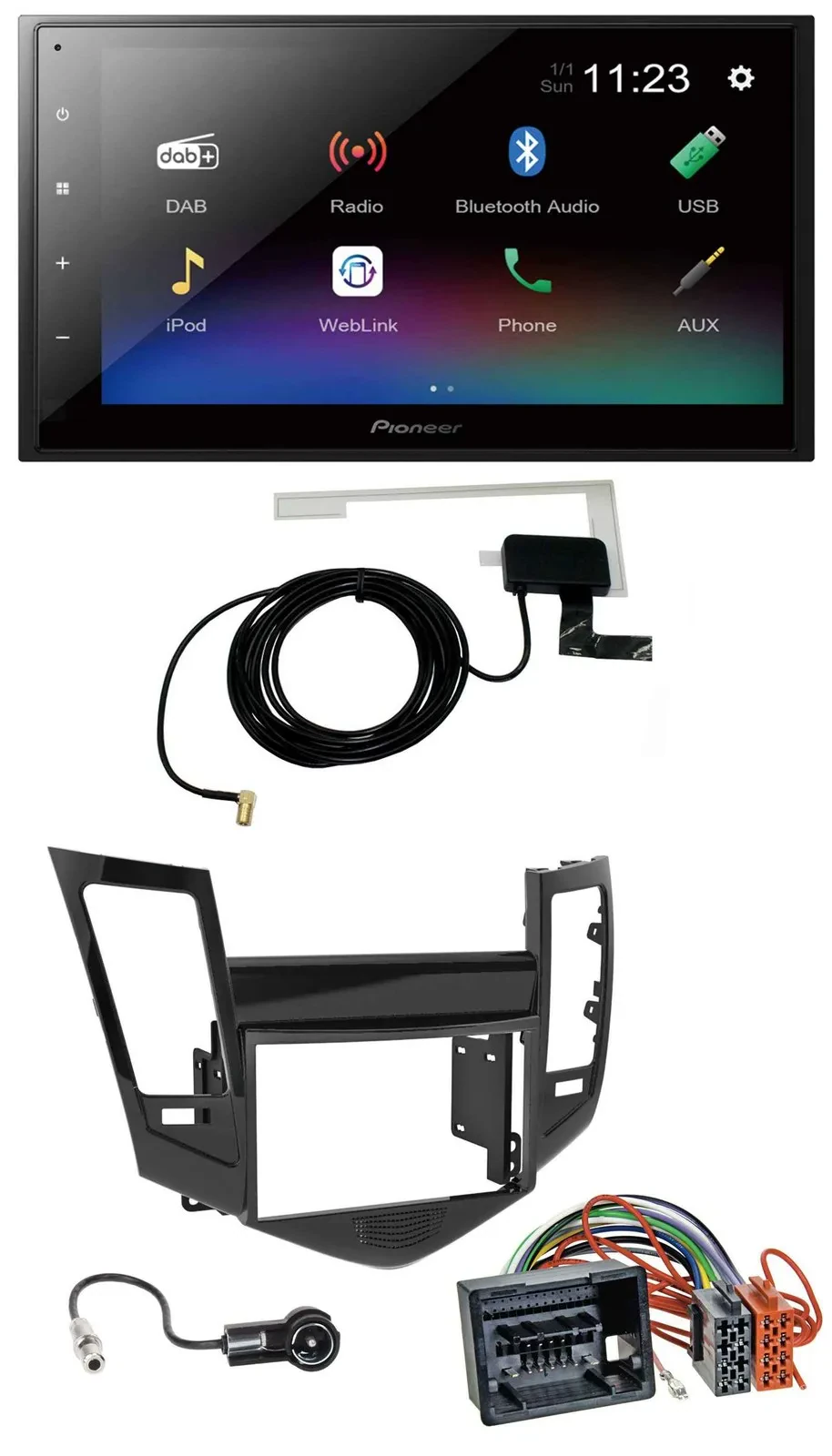 Pioneer DAB MP3 Bluetooth 2DIN USB Autoradio für Chevrolet Cruze ab 2009