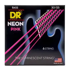 Струны для бас-гитары DR Strings Neon Pink NPB6-30, 30-125