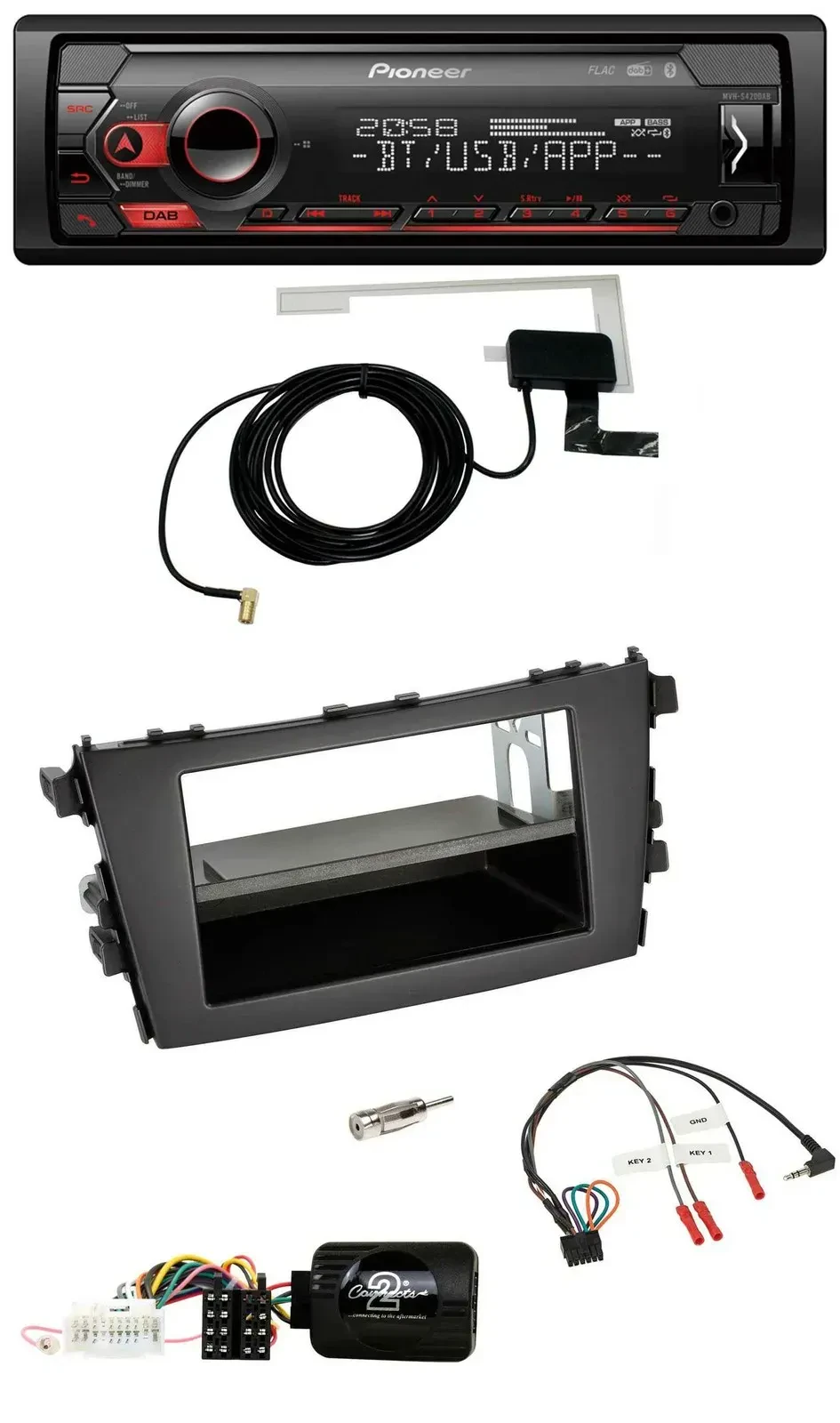 Автомагнитола для Suzuki Celerio LF (с 2014) Pioneer DAB, USB, Bluetooth, поддержка кнопок на руле