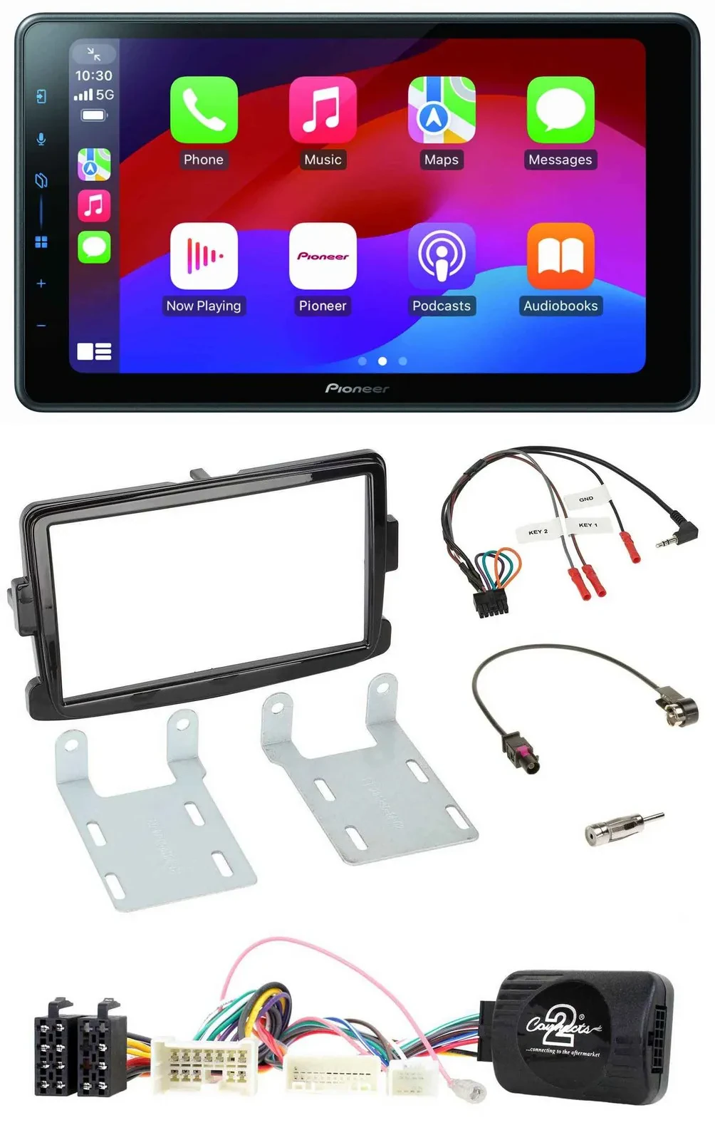 Pioneer Bluetooth 2DIN USB Lenkrad DAB Autoradio für Dacia ab 2012 piano schwarz