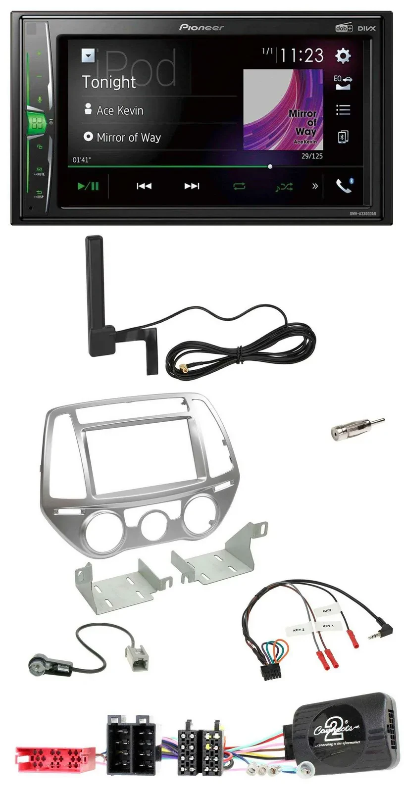 Pioneer MP3 DAB Lenkrad 2DIN Bluetooth Autoradio für Hyundai i20 2012-2014 man.