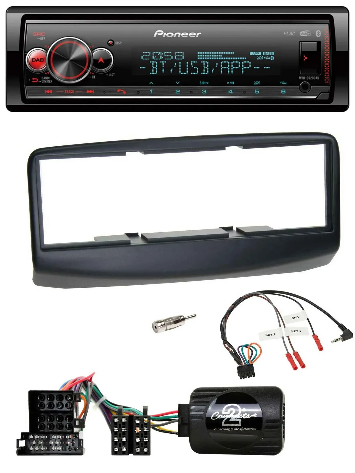 Pioneer Bluetooth USB Lenkrad DAB Autoradio für Fiat Multipla 2006-2010