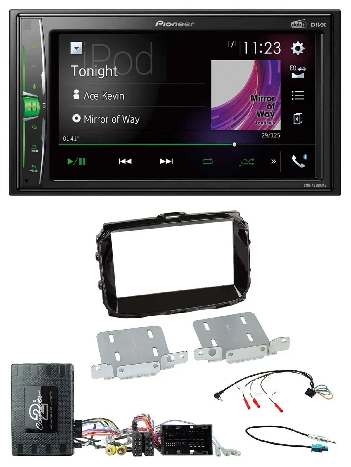 Автомагнитола для Alfa Romeo Giulietta (2014–2021) Pioneer 2DIN, DAB, USB, Bluetooth, поддержка кнопок на руле