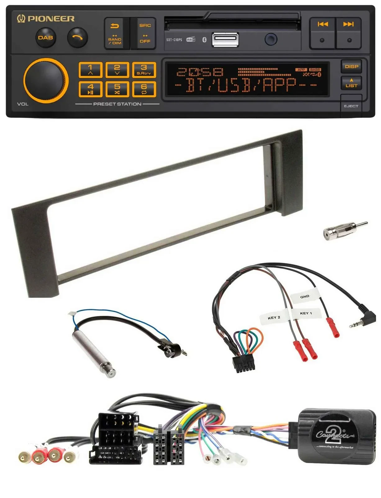 Автомагнитола для Audi A4 2000–2009 Pioneer DAB, USB, Bluetooth, ISO Fakra, поддержка кнопок на руле