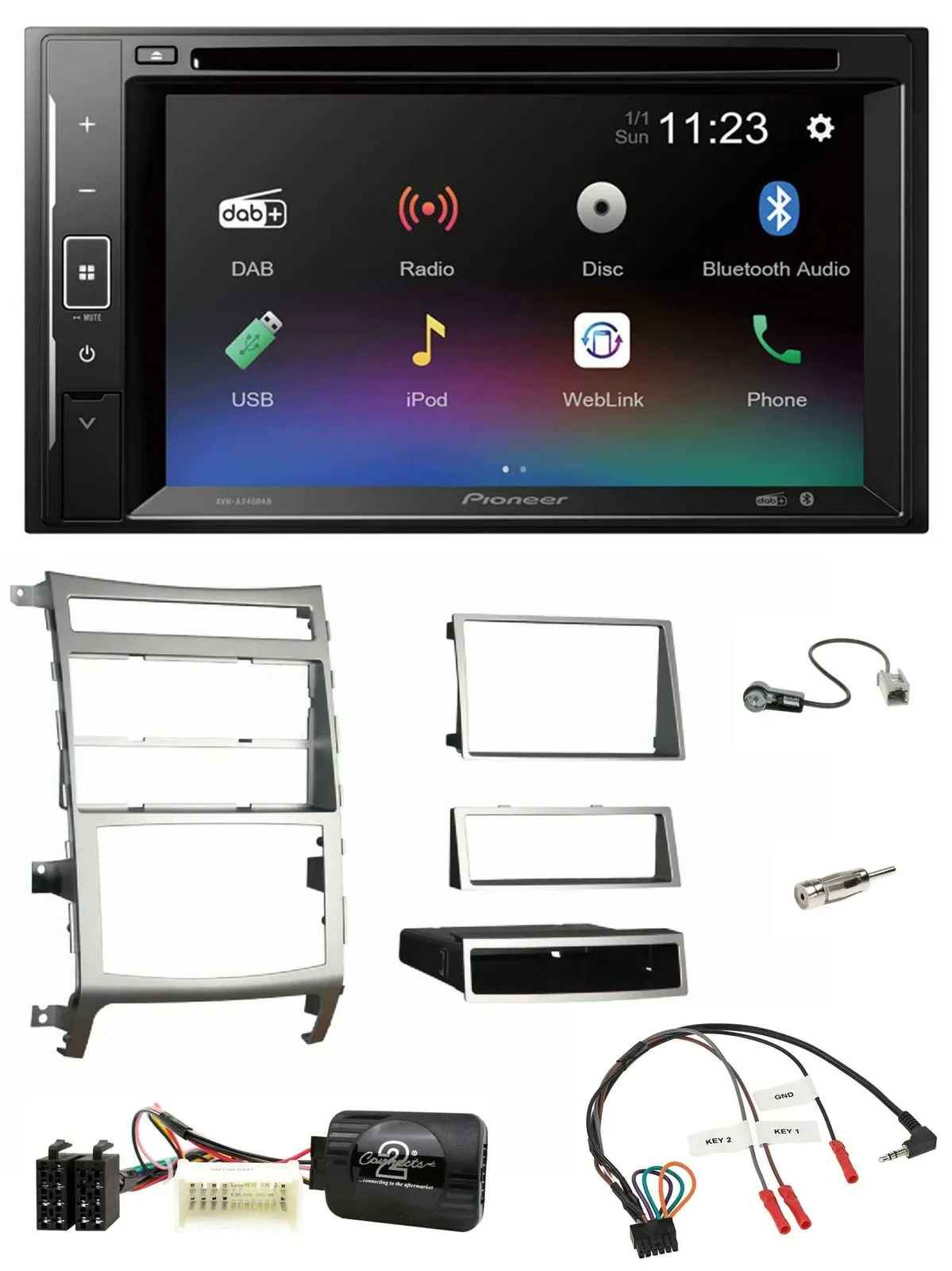 Pioneer Bluetooth Lenkrad USB 2DIN DAB DVD Autoradio für Hyundai IX55 2009-2012