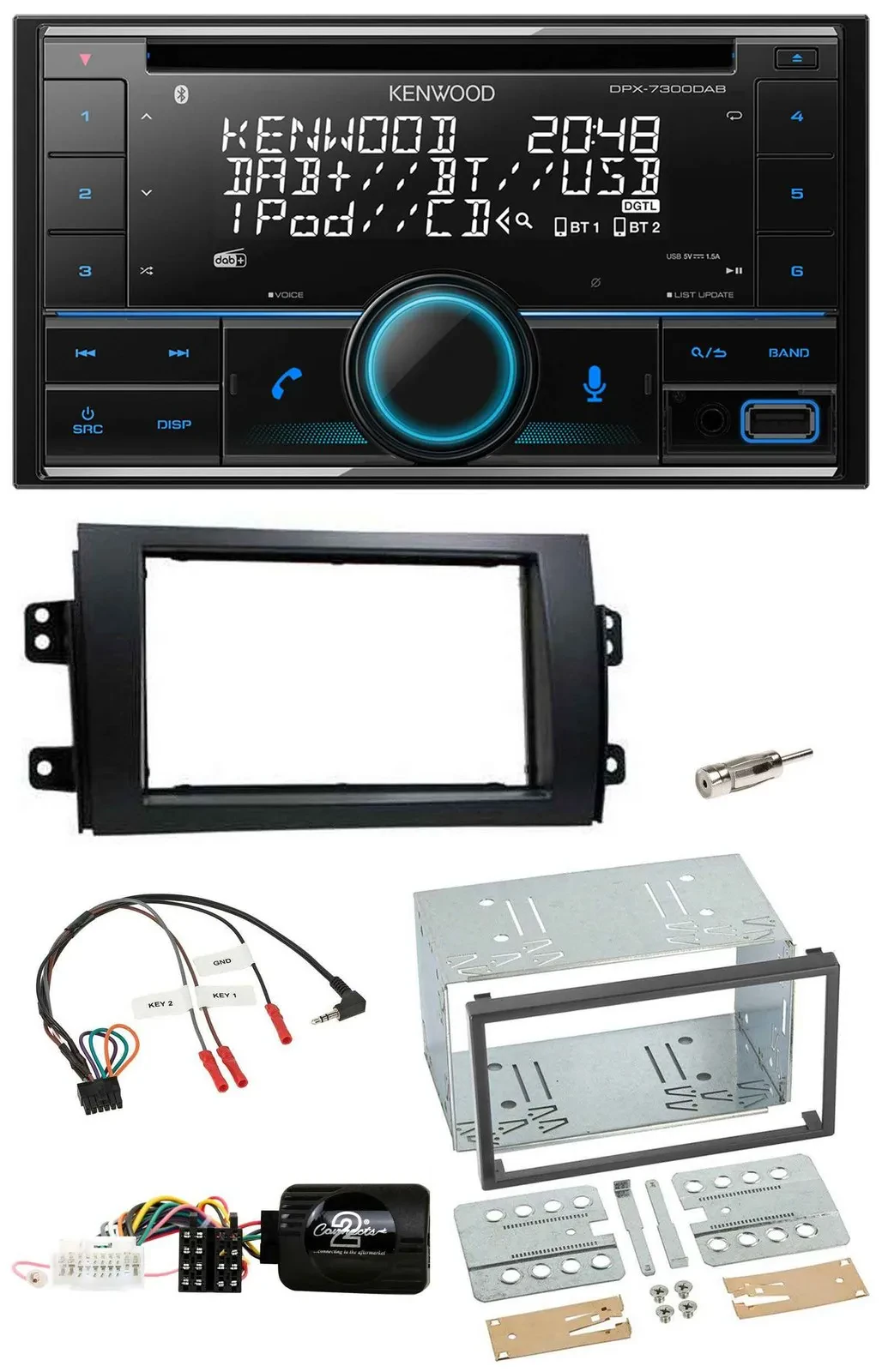 Kenwood CD 2DIN DAB USB Lenkrad Bluetooth Autoradio für Fiat Sedici Suzuki SX4