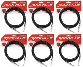 Инструментальный кабель Rockville RCGT10B Black 3.05 м (6 штук)