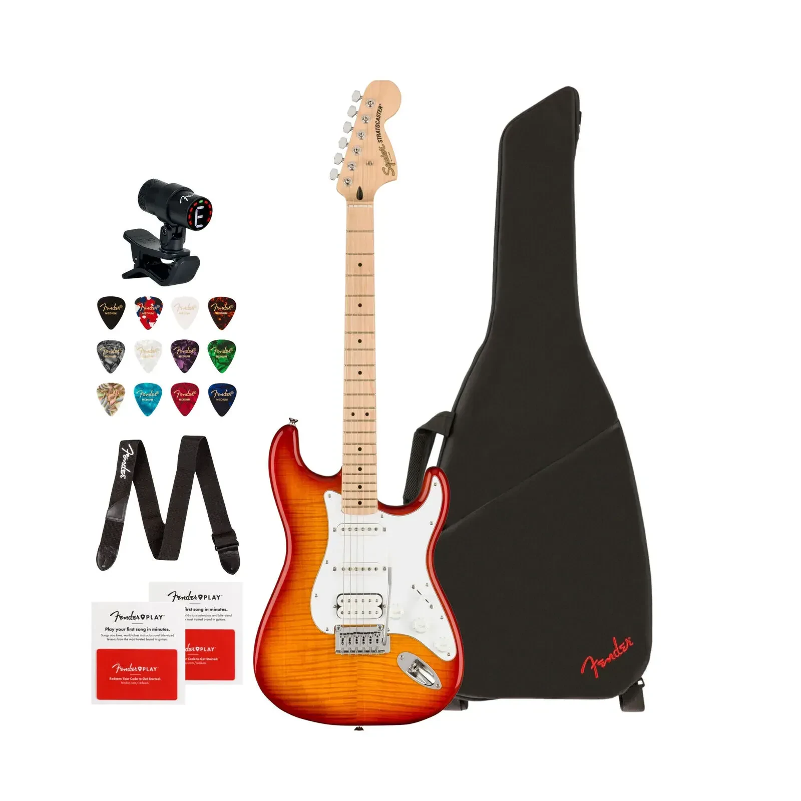 Fender Affinity Series Stratocaster FMT HSS Electric Guitar Orange Bundle