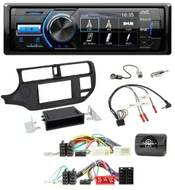 JVC Bluetooth Lenkrad USB DAB Autoradio für Kia Rio UB 2011-2015 schwarz