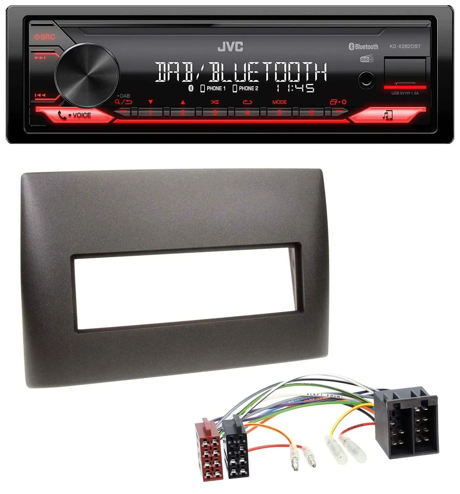 JVC Bluetooth USB DAB MP3 Autoradio für Fiat Stilo (192, 2001-2008)