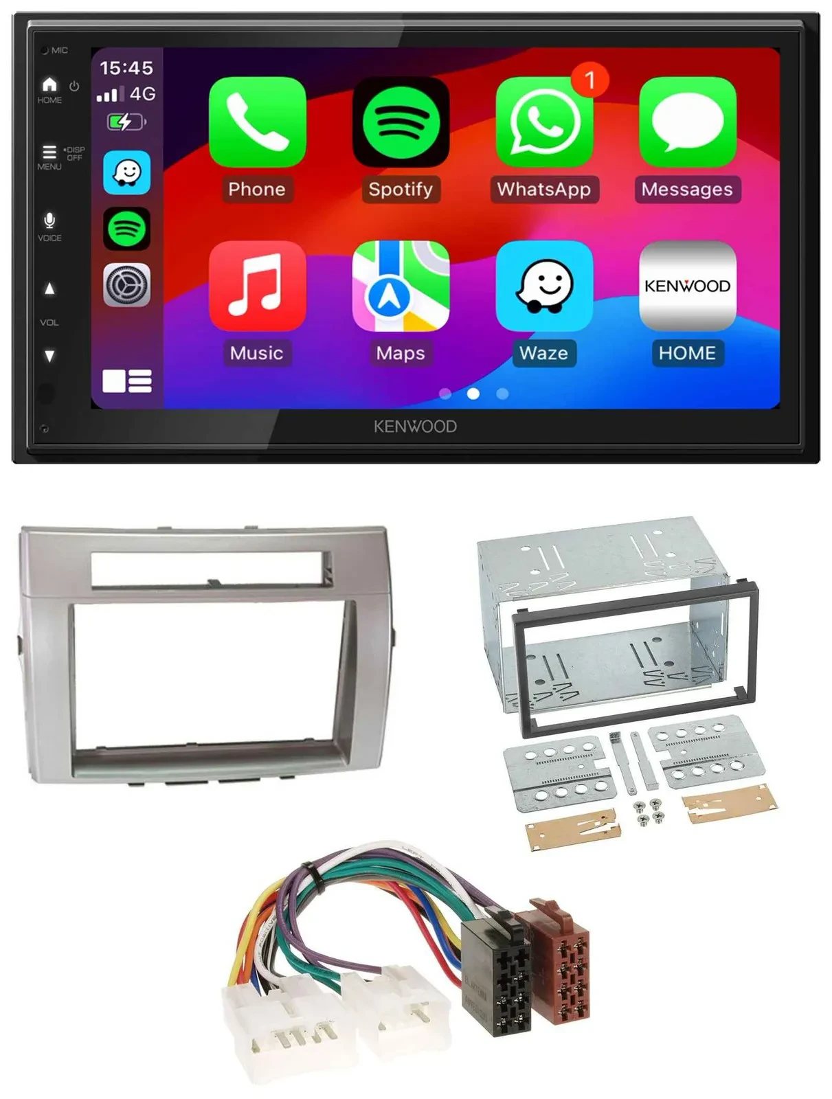 Kenwood MP3 USB DAB 2DIN Bluetooth Autoradio für Toyota Corolla Verso 04-09 silb