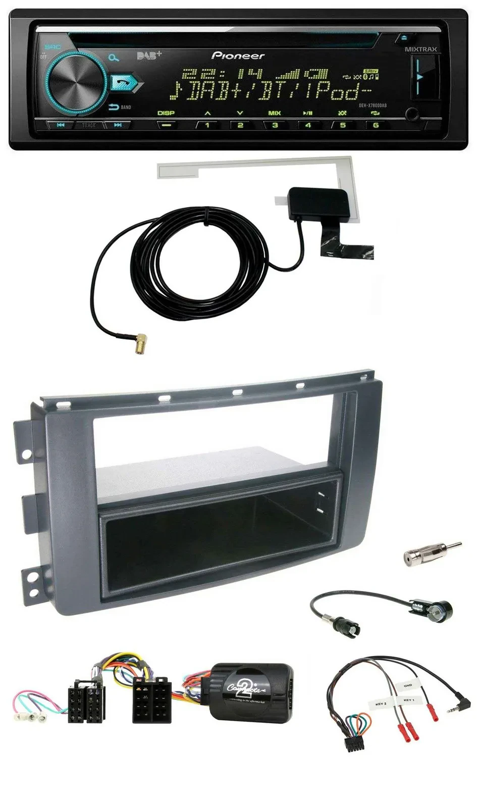 Pioneer MP3 Lenkrad CD USB DAB Autoradio für Smart ForFour 2004-2006 schwarz