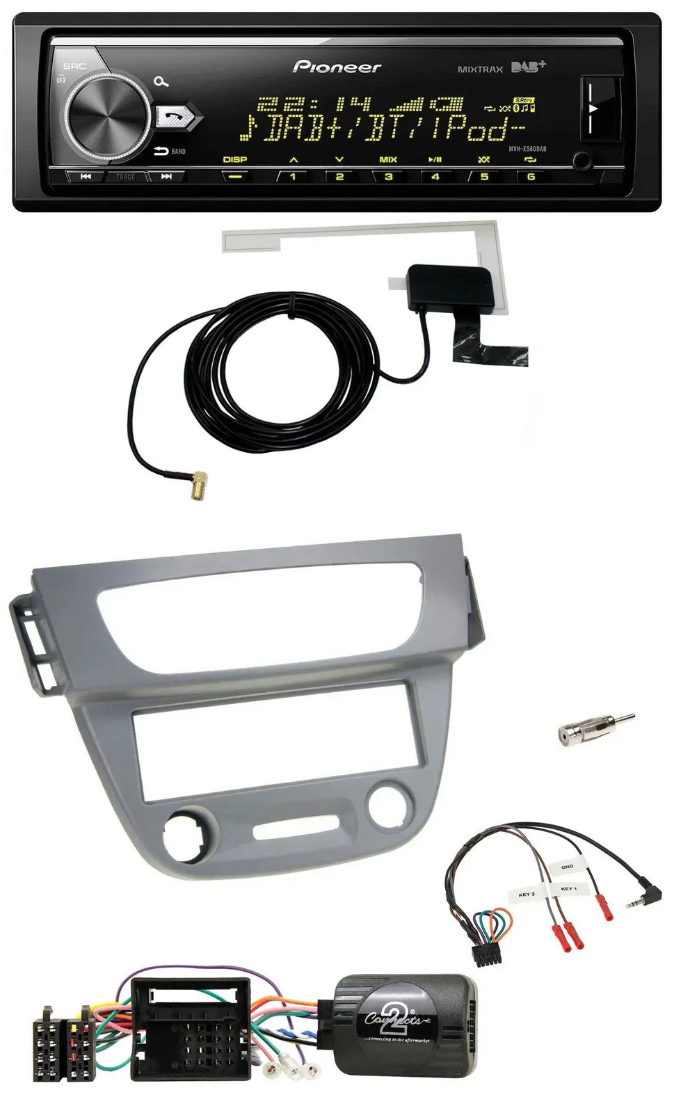 Pioneer Bluetooth DAB USB Lenkrad Autoradio für Renault Megane III 2009-2012 gra