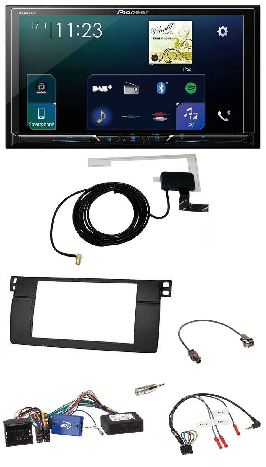 Автомагнитола для BMW 3 Series E46 (2002–2006) Pioneer 2-DIN, DAB, USB, Bluetooth, поддержка кнопок на руле