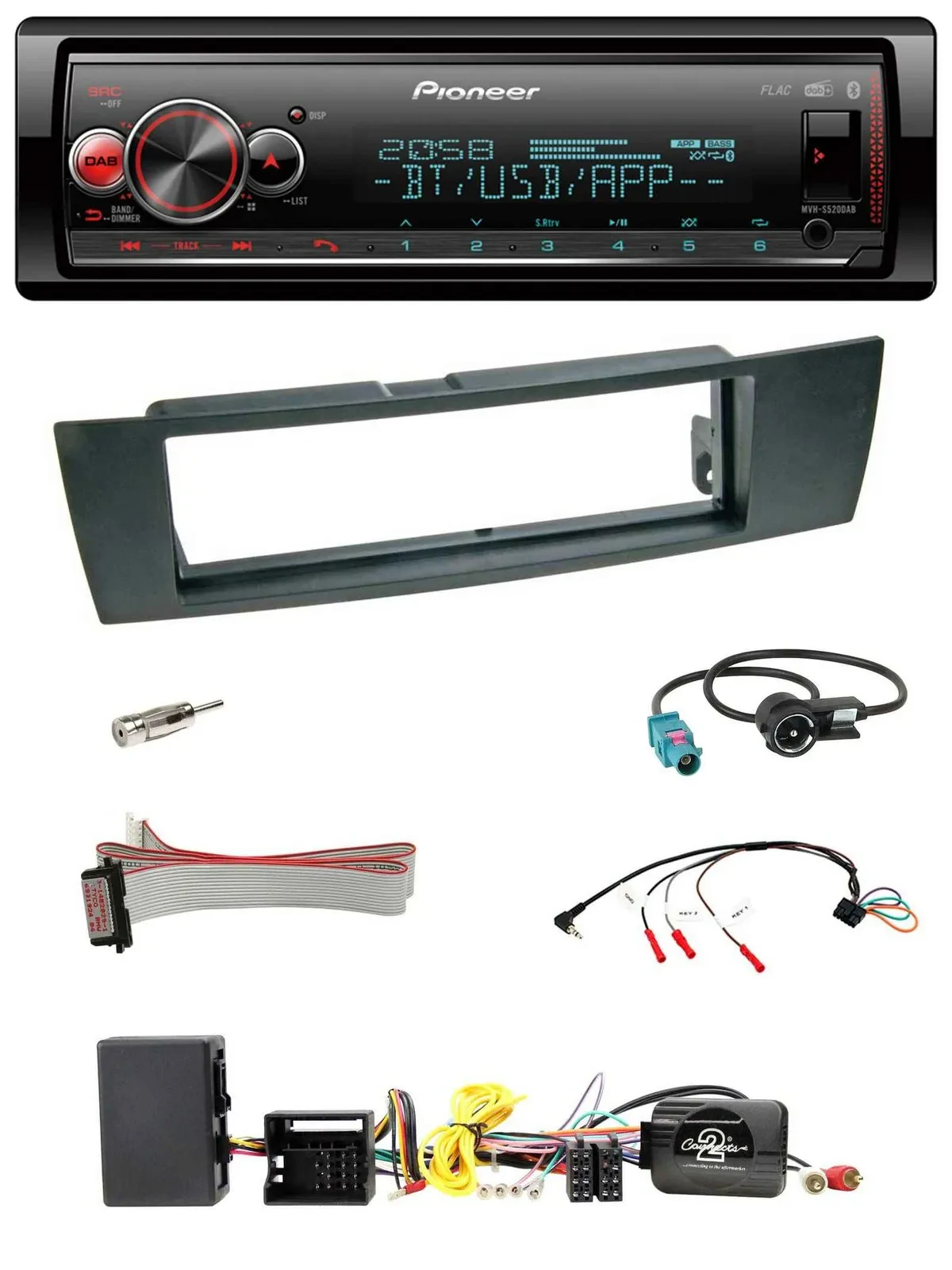 Автомагнитола Pioneer Bluetooth USB DAB для BMW 1 Series E87 (2004–2013) с поддержкой кнопок на руле