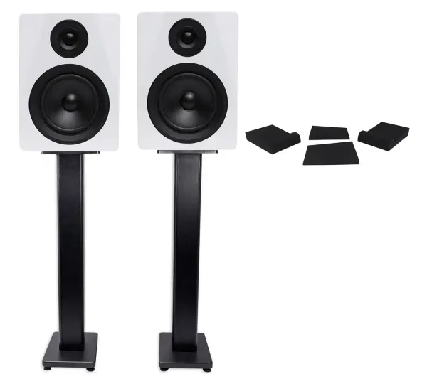 (2) Rockville DPM5W Dual Powered 5.25" 300w Active Studio Monitors+Stands+Pads