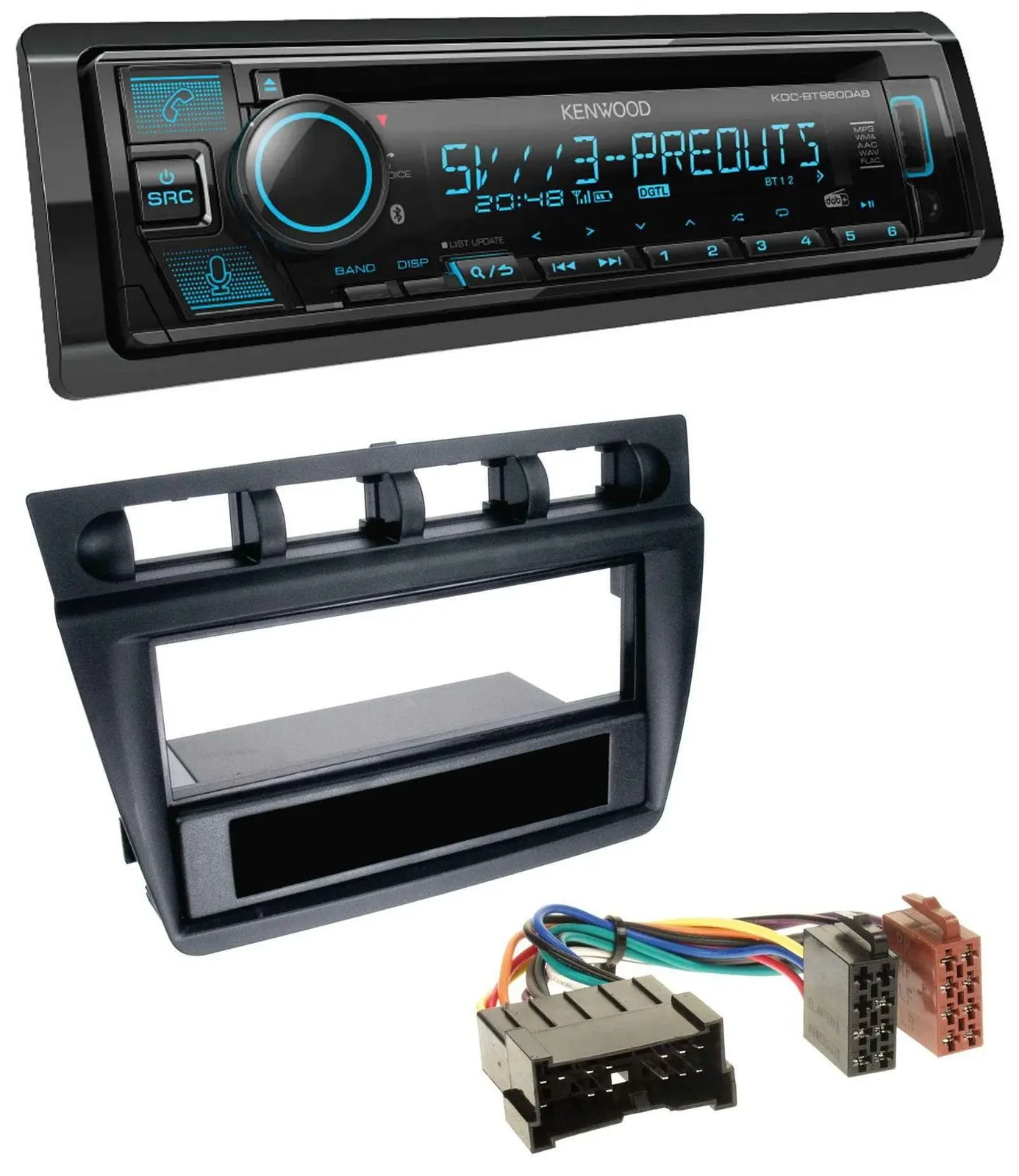 Автомагнитола для Kia Picanto (с 2006) Kenwood Bluetooth, USB, CD/MP3, DAB, черная