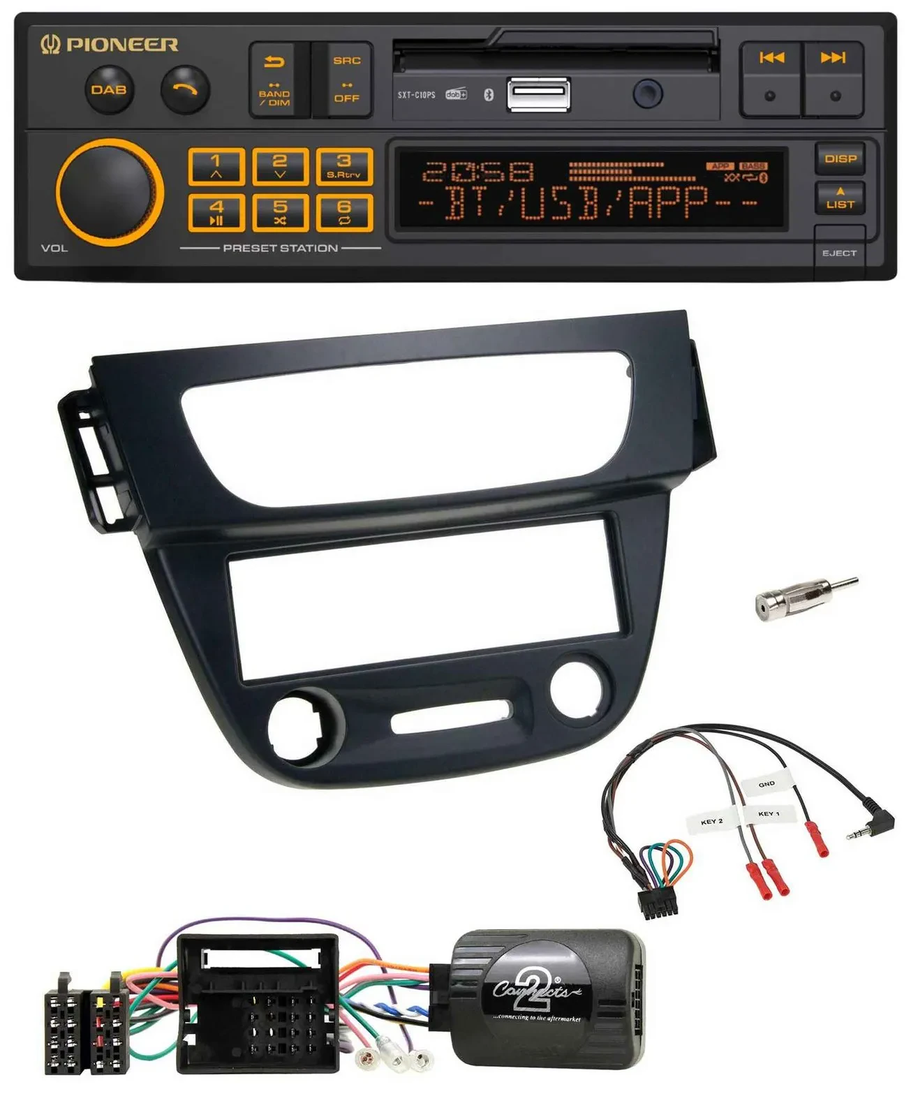 Автомагнитола для Renault Megane III (2009–2012) Pioneer DAB, USB, Bluetooth, черный, с поддержкой управления на руле
