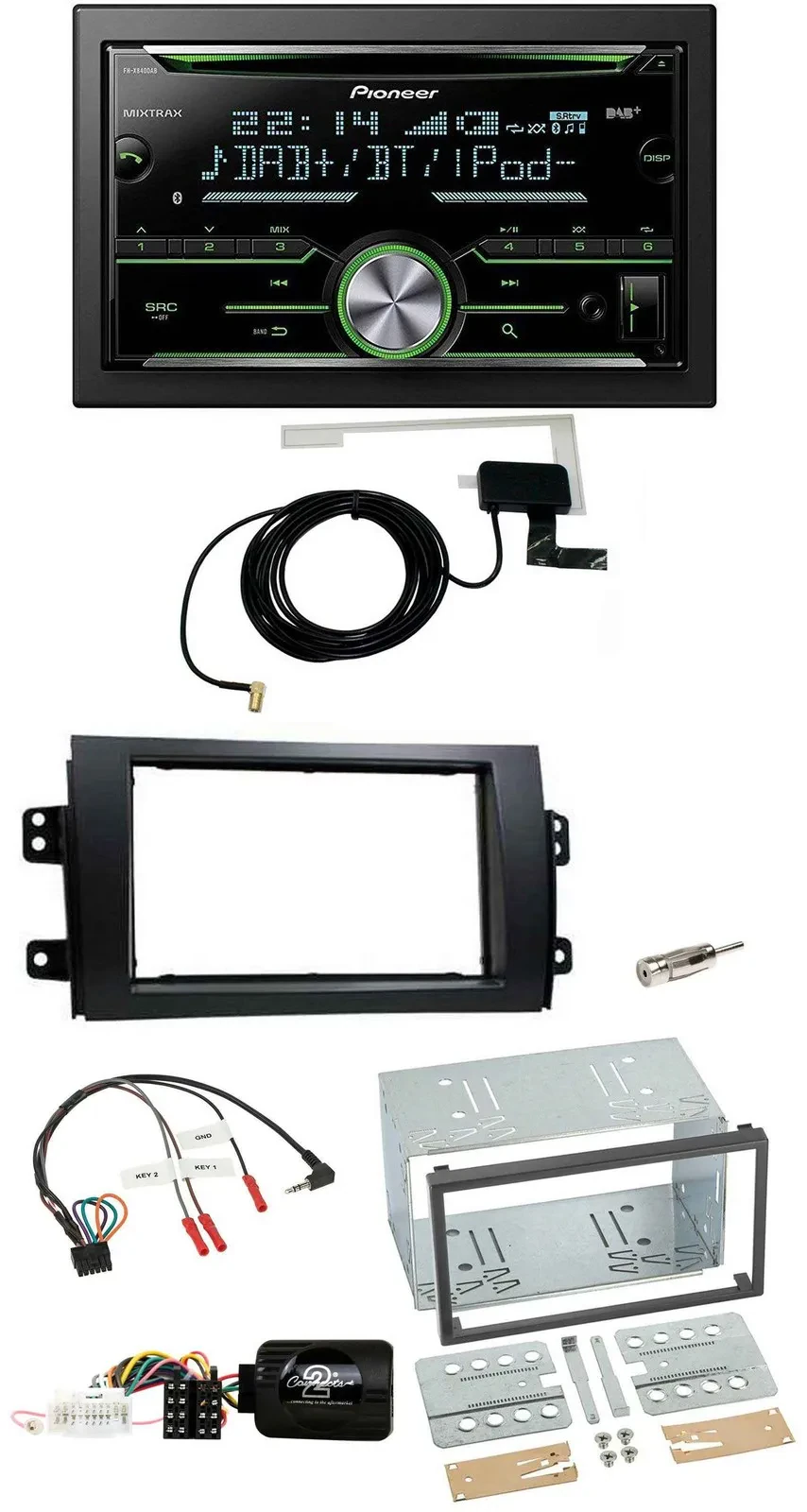 Автомагнитола Pioneer 2DIN CD USB Bluetooth DAB для Fiat Sedici, Suzuki SX4