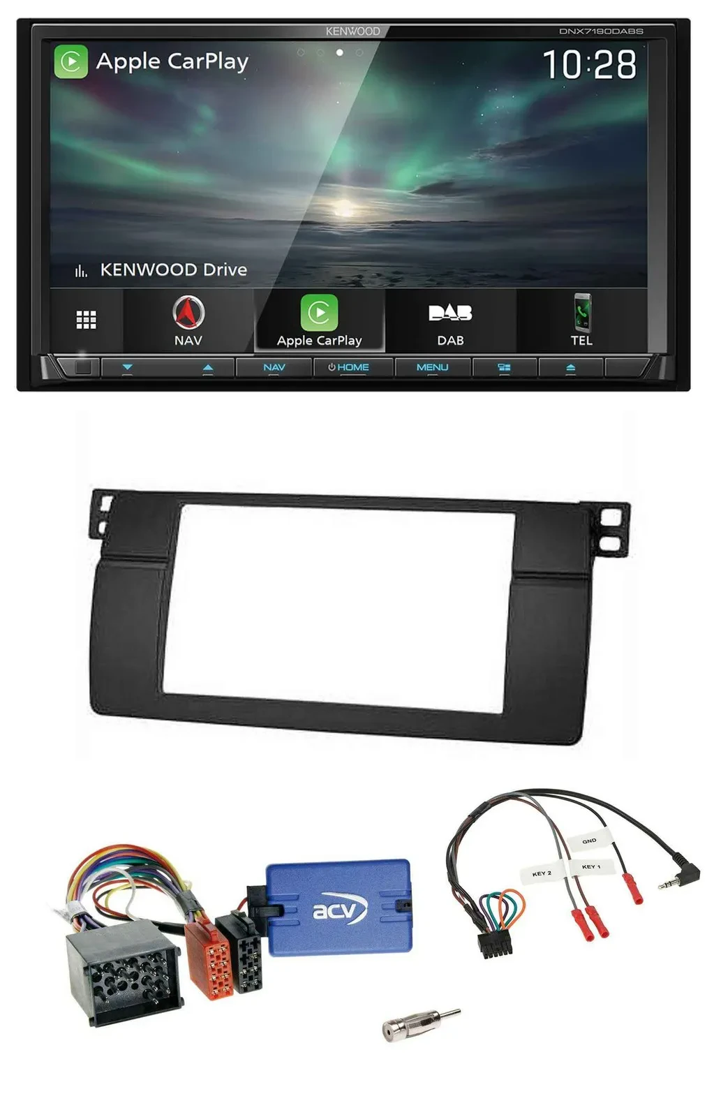 Kenwood Bluetooth USB 2DIN Lenkrad TMC DAB Navigation für BMW 3er E46 00-06 Prof