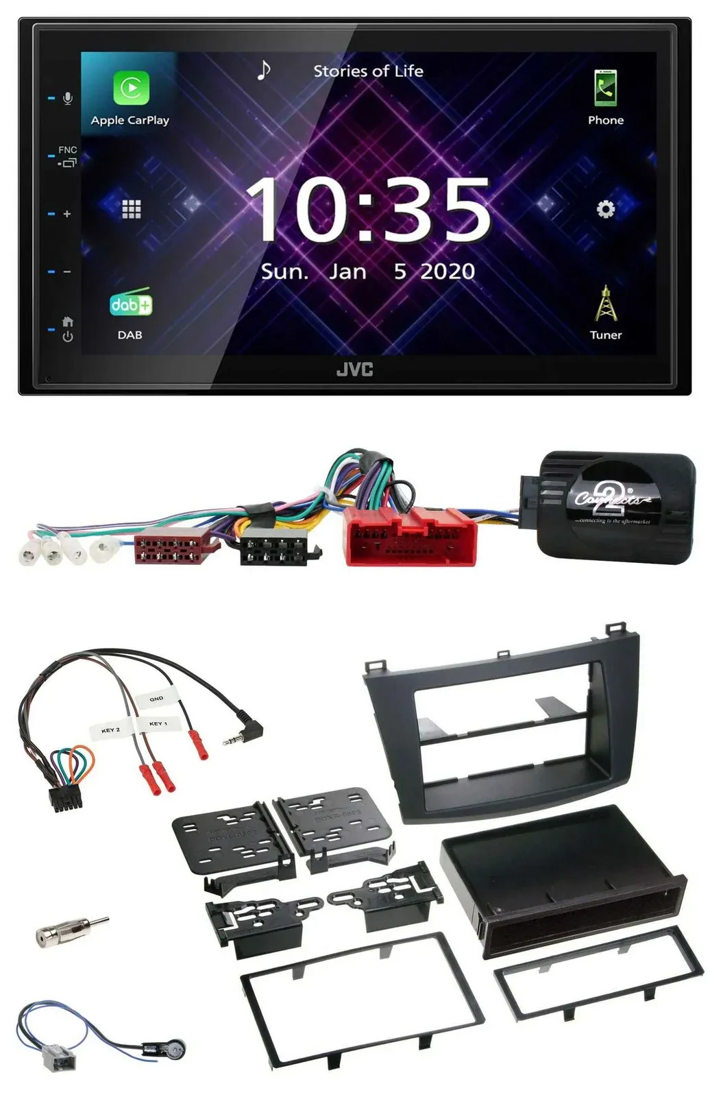 JVC DAB 2DIN Lenkrad Bluetooth USB Autoradio für Mazda 3 09-13 Can-Bus