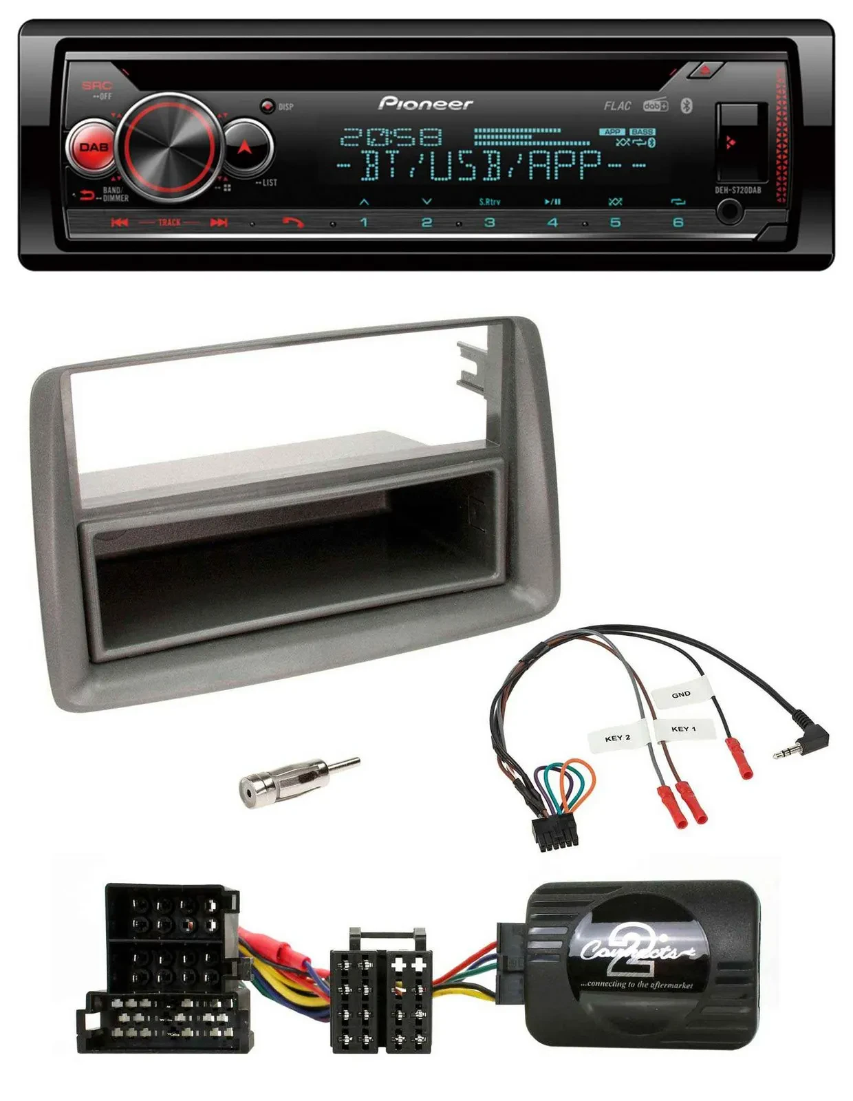 Автомагнитола Pioneer DAB, CD, Bluetooth, USB для Alfa Romeo GT/147, серебристая