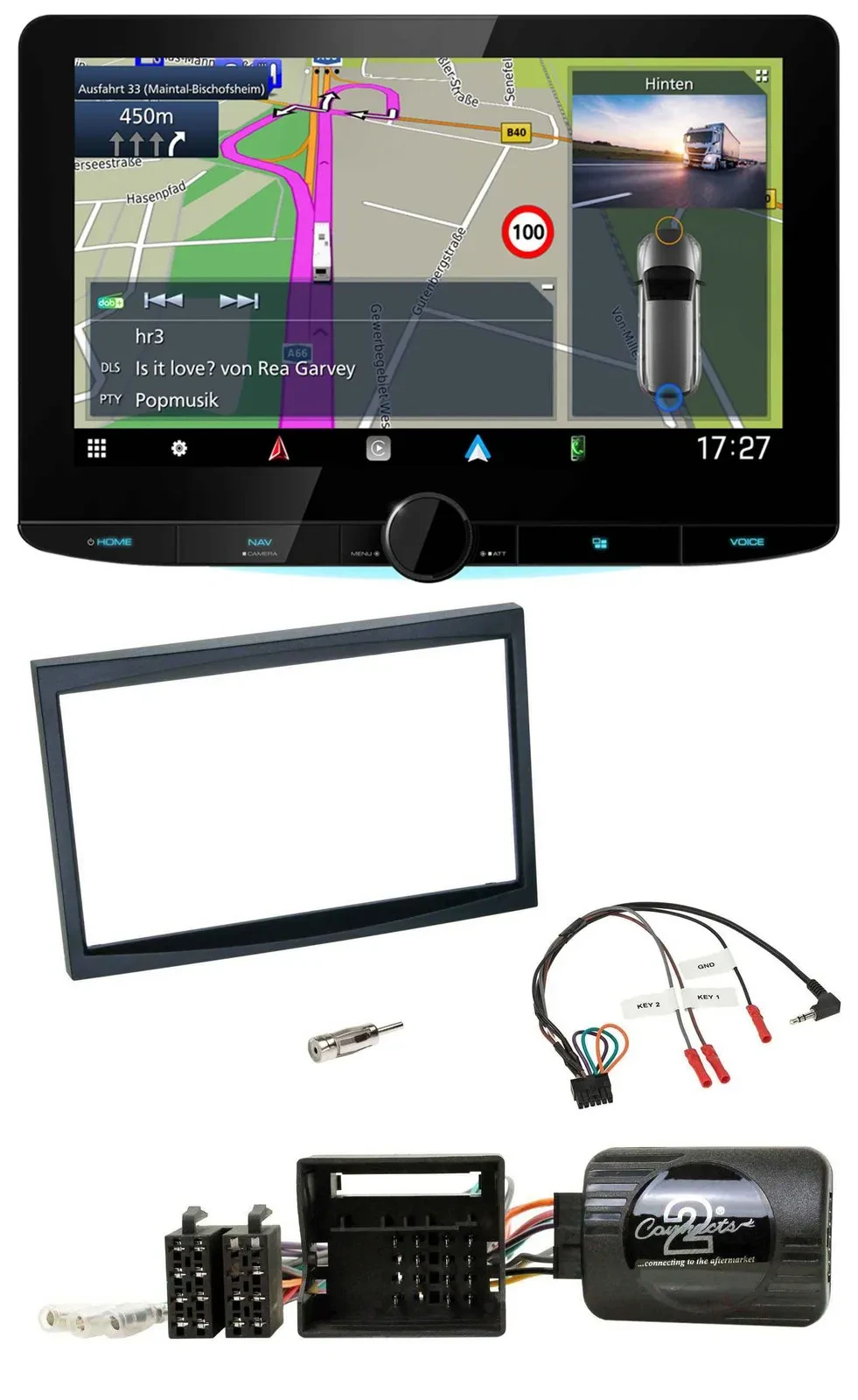 Автомагнитола Kenwood 2DIN, Bluetooth, DAB, TMC, USB, поддержка управления на руле, навигация, для Citroen C2/C3/Berlingo