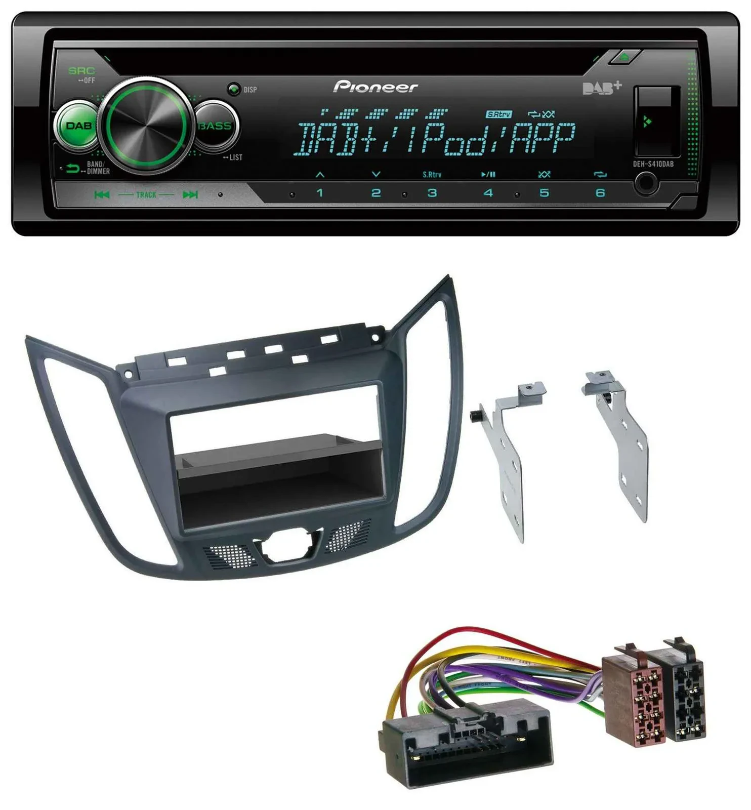 Автомагнитола Pioneer USB MP3 DAB AUX CD для Ford C-Max/Kuga темно-серый