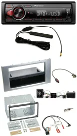 Автомагнитола для Ford Kuga 2008–2012 Pioneer 1 DIN, DAB, MP3, USB, поддержка кнопок на руле, серебристая