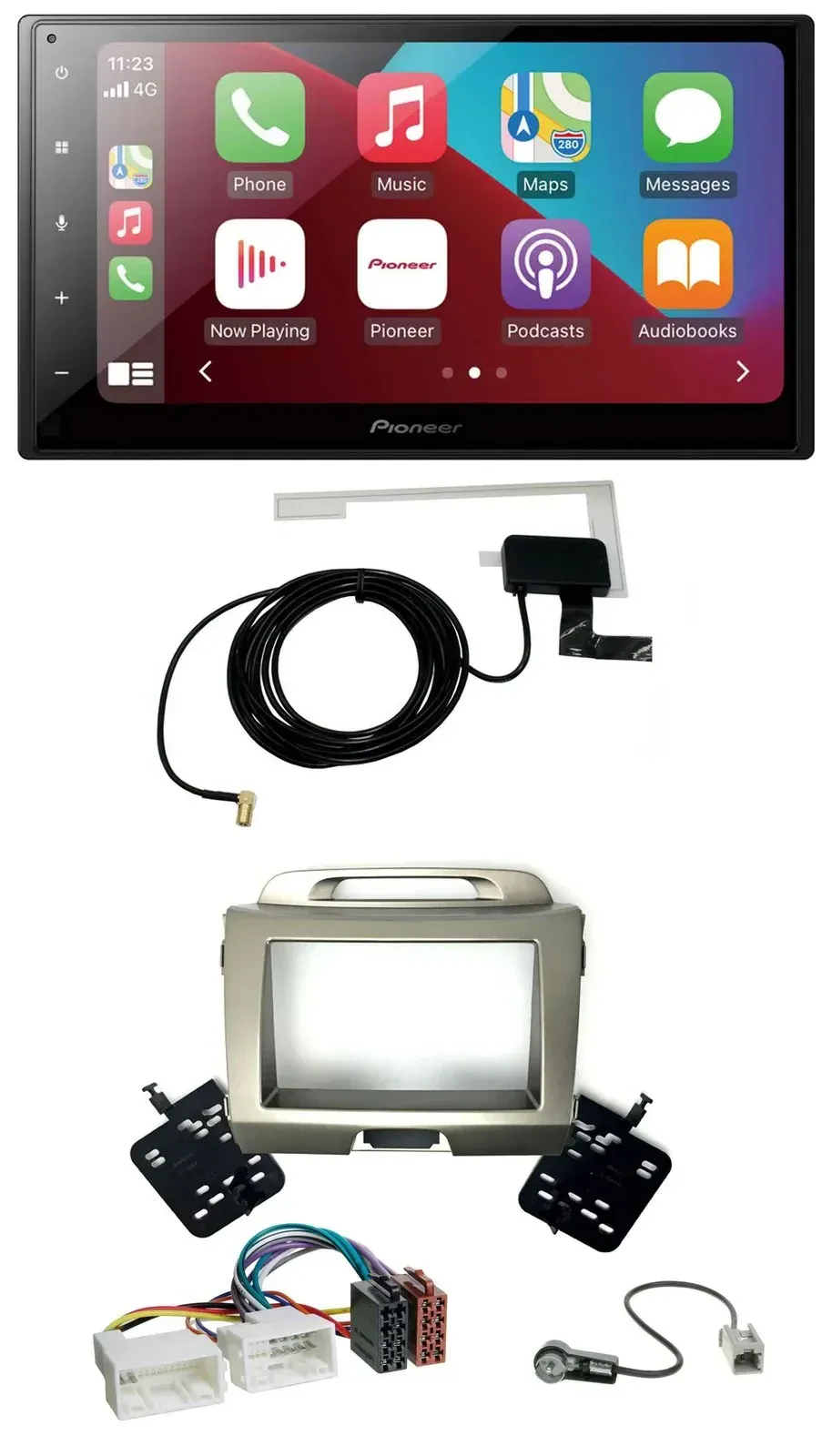 Автомагнитола Pioneer 2DIN, USB, Bluetooth, DAB, MP3, для Kia Sportage 3 (SL) 2010–2015, серебристая