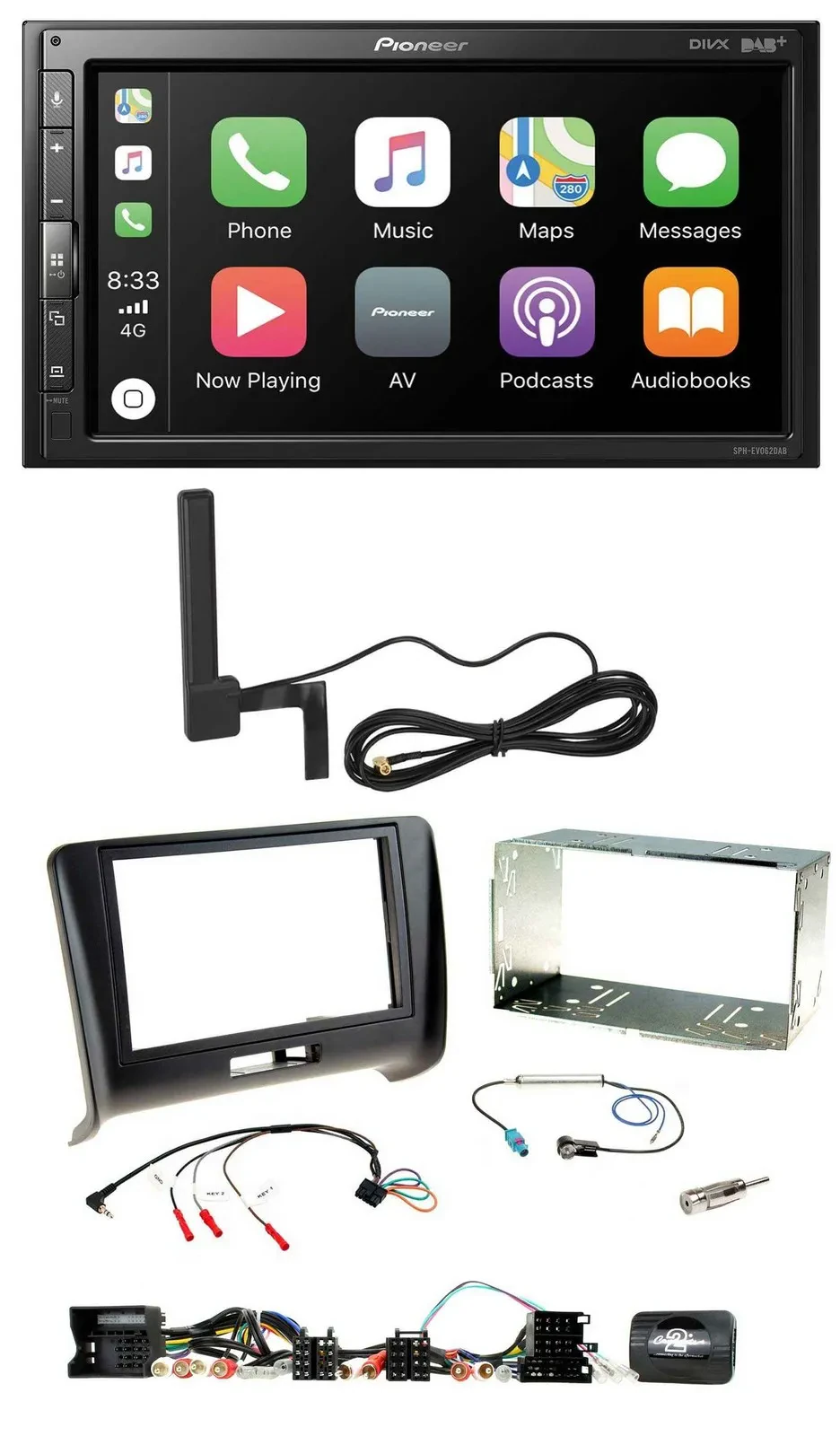 Pioneer USB 2DIN Bluetooth DAB Lenkrad Autoradio für Audi TT 2006-2014