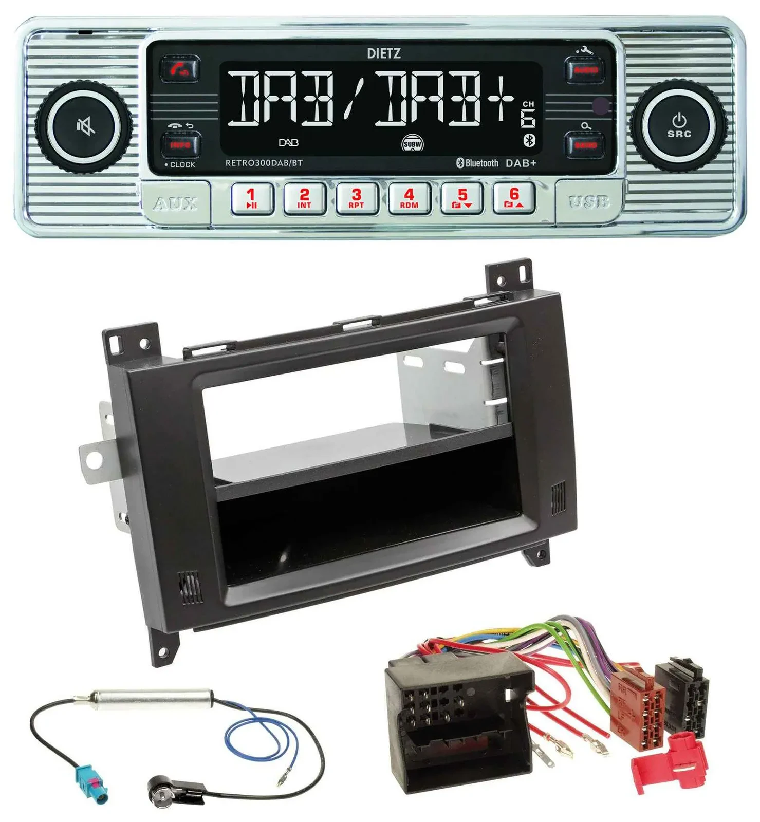 Dietz Bluetooth MP3 DAB USB Autoradio für Mercedes Viano Vito 06-14 schwarz