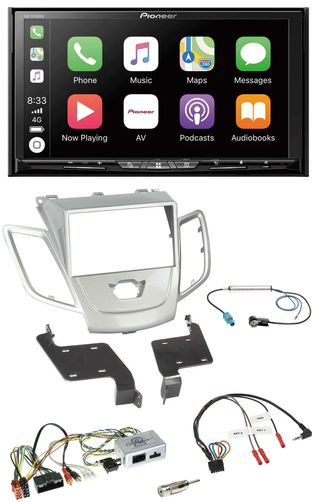 Pioneer 2DIN Lenkrad USB DAB DVD Bluetooth Autoradio für Ford Fiesta 2010-2017 s