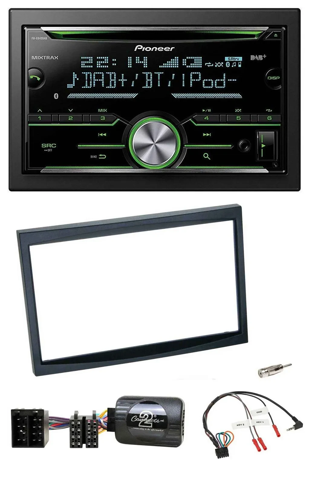 Pioneer Bluetooth Lenkrad DAB 2DIN USB CD Autoradio für Citroen C3 C2 Berlingo s