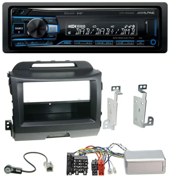 Alpine USB Bluetooth DAB Lenkrad Autoradio für Kia Sportage 3 10-15 schwarz