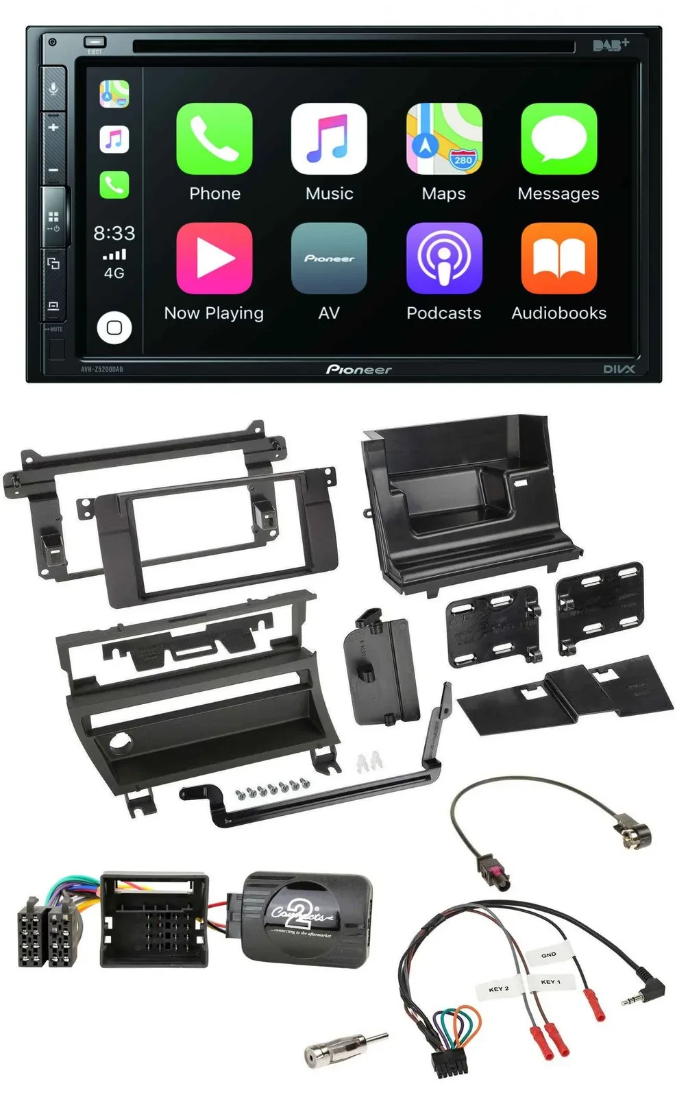 Pioneer DVD 2DIN Lenkrad DAB Bluetooth USB Autoradio für BMW 3-er E46 2001-2006