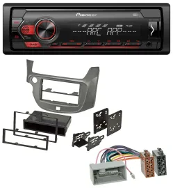 Автомагнитола Pioneer 1-DIN, DAB, MP3, USB, AUX, для Honda Jazz (с 2009), серебристая