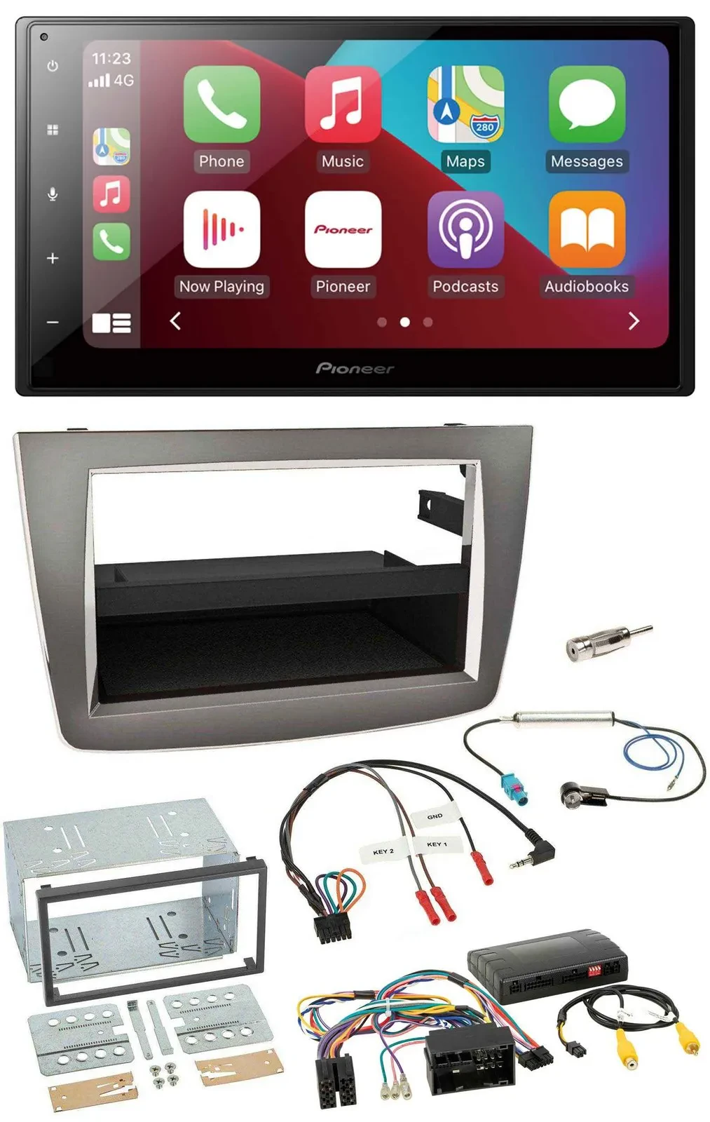 Pioneer USB Lenkrad DAB 2DIN Bluetooth Autoradio für Alfa Romeo Mito silber 14-1