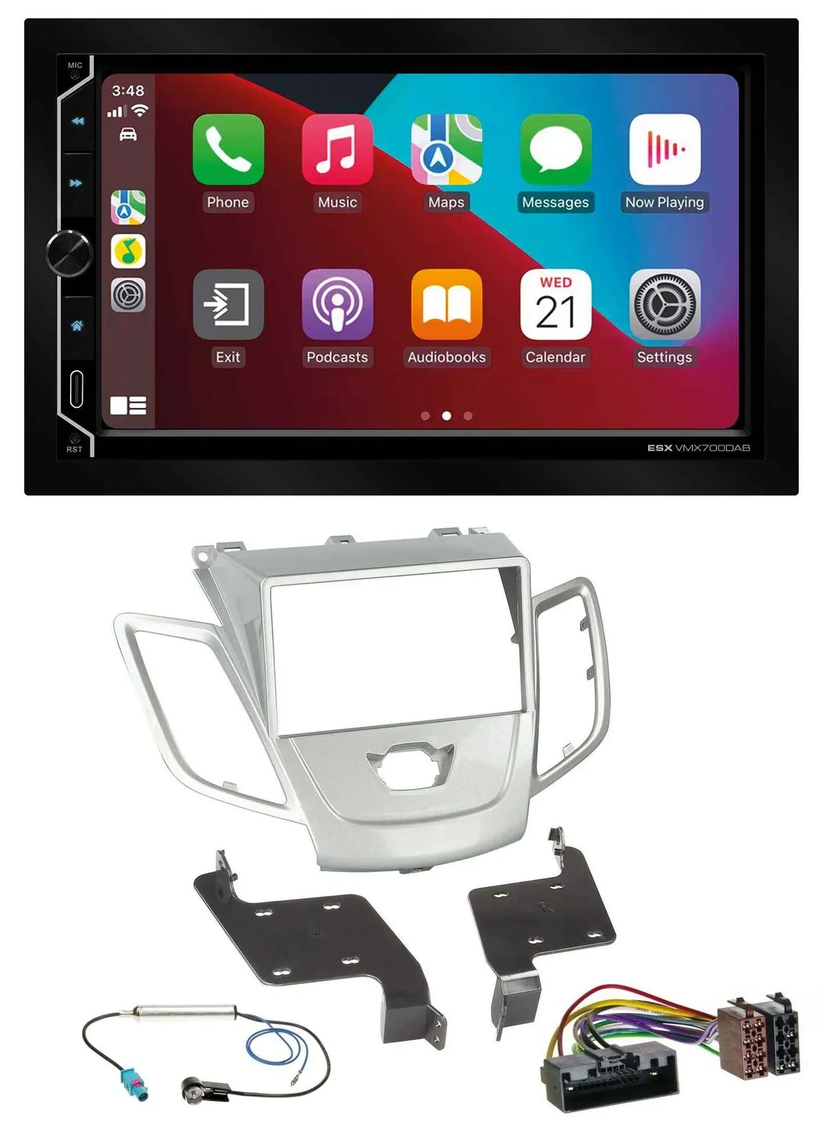 ESX 2DIN DAB USB MP3 Bluetooth Autoradio für Ford Fiesta 2010-2017 silber