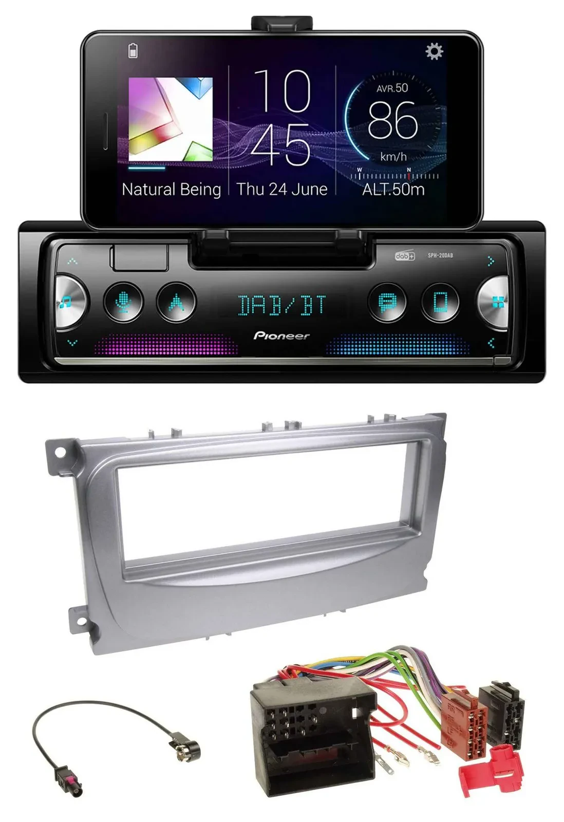 Pioneer USB MP3 Bluetooth DAB Autoradio für Ford S-Max Mondeo 07-14 silber