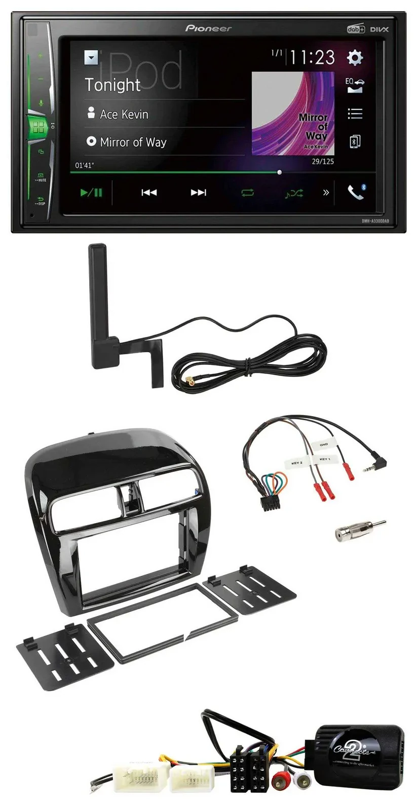 Pioneer MP3 DAB Lenkrad 2DIN Bluetooth Autoradio für Mitsubishi Mirage SpaceStar