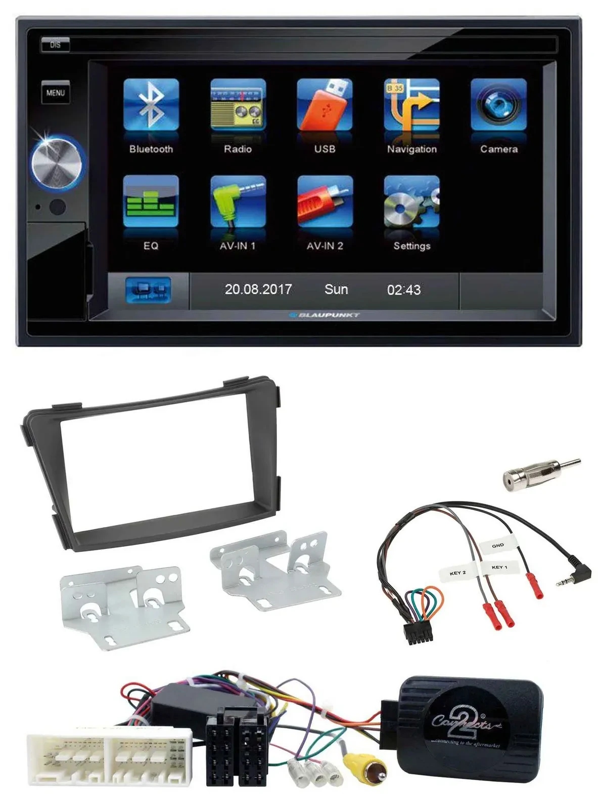 Blaupunkt SD USB TMC Bluetooth 2DIN Lenkrad Navigation für Hyundai i40 VF ab 16