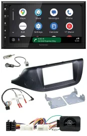 Kenwood DAB Bluetooth USB Lenkrad 2DIN Autoradio für Kia Ceed ab 2012 schwarz oh
