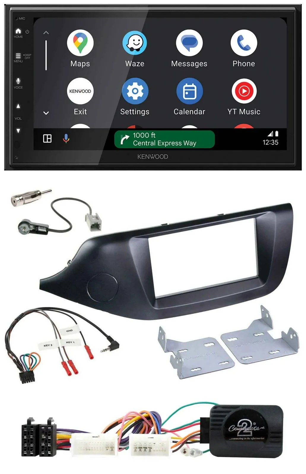Kenwood DAB Bluetooth USB Lenkrad 2DIN Autoradio für Kia Ceed ab 2012 schwarz oh